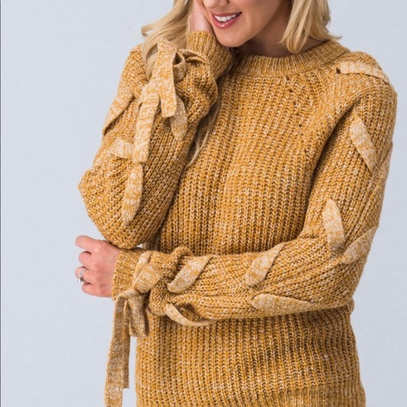 Host Pic Ochre Yellow Ribbon Sweater - Picture 2 of 3